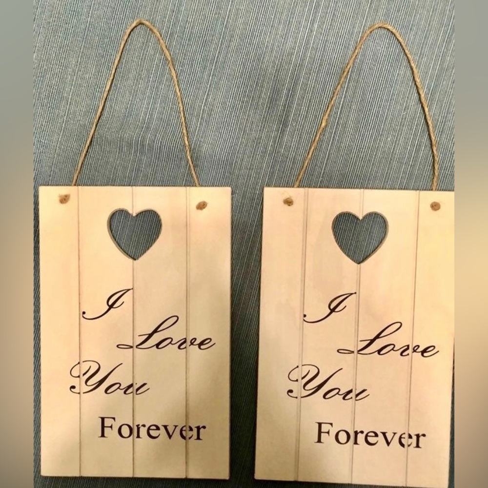 Lot of 2 NWT Wooden Hanging Decorative Signs